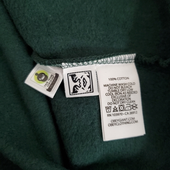 Obey Pine Green Vest Size M Slide Fleece Embroidered Dog Sleeveless Top Preppy - Picture 9 of 11